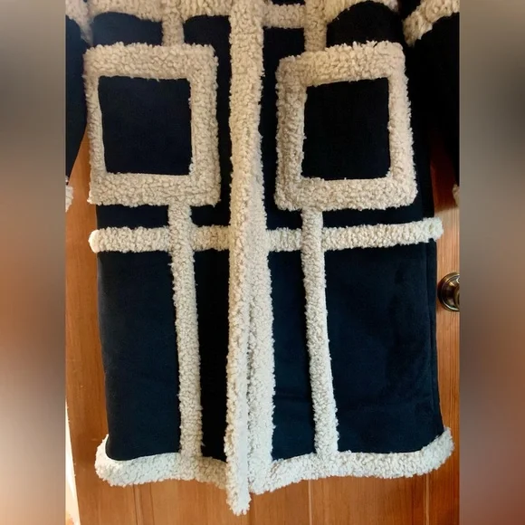 NWT Rebecca Minkoff M Boho Vegan Suede Shearling Wool Designer Coat Black $398 - Picture 8 of 15